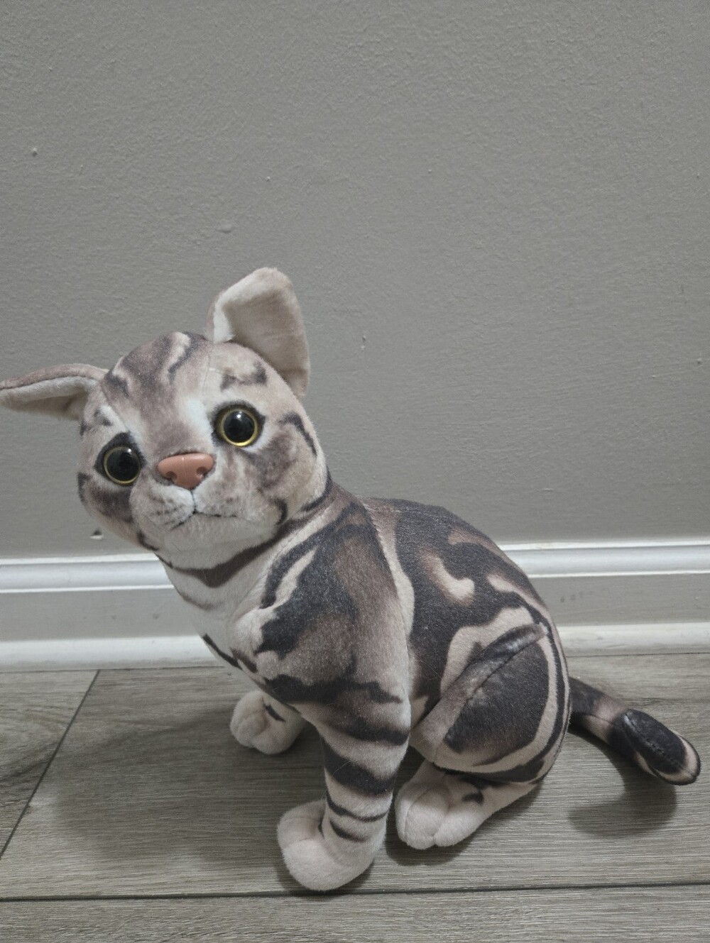 Realistic 10.5” Gray Striped Tabby Cat Plush Kitty Stuffed Animal